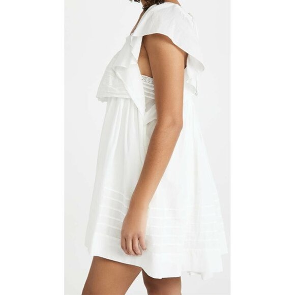 Free People Hailey Mini Dress Ivory White Ruffle Gauze Boho XS NWT $148 - Picture 3 of 7